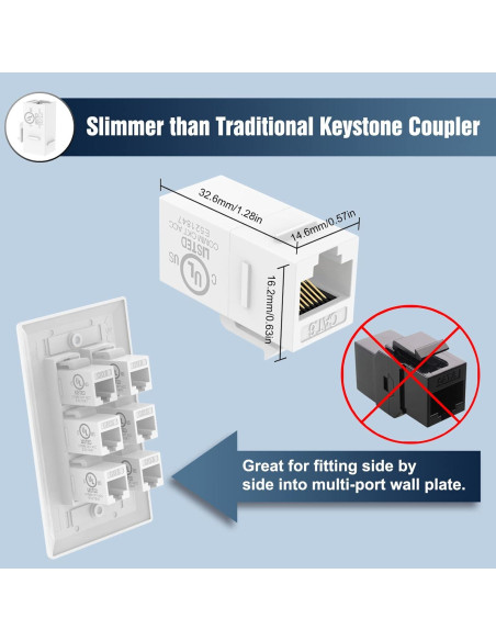 Acoplador Ethernet RJ45 Keystone VCE CAT6 Hembra a Hembra 5-Pack