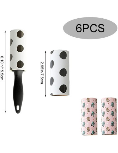 2 Rodillos Adhesivos Mini Portátiles YIKE + 4 Recargas 30 Hojas