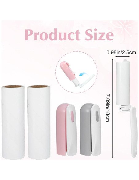 Rodillo de Pelusa Portátil 2 Pcs Rosa Gris para Mascotas