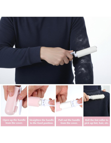 Rodillo de Pelusa Portátil 2 Pcs Rosa Gris para Mascotas