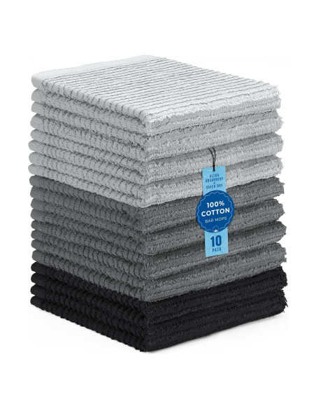 Toallas de Cocina DecorRack 100% Algodón Gris 30x30 cm - Paquete de 10