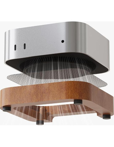 Soporte de Madera para Mac Mini 4 con Acceso al Botón de Encendido