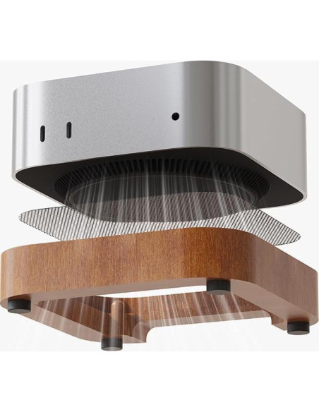 Soporte de Madera para Mac Mini 4 con Acceso al Botón de Encendido