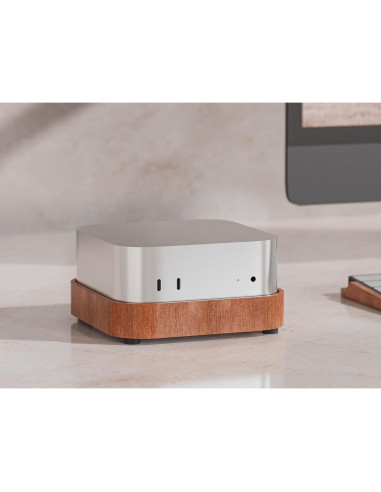 Soporte de Madera para Mac Mini 4 con Acceso al Botón de Encendido