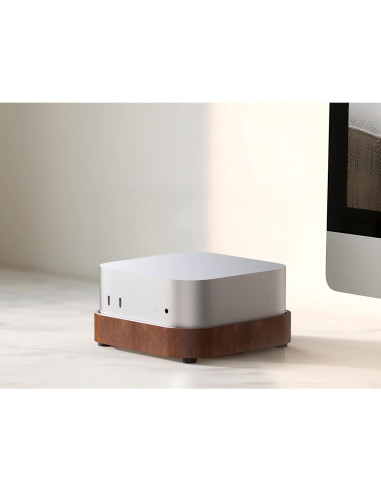 Soporte de Madera para Mac Mini 4 con Acceso al Botón de Encendido