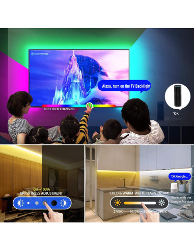 Tira de Luz LED RGBWW GIDEALED 3m USB WiFi Control Voz