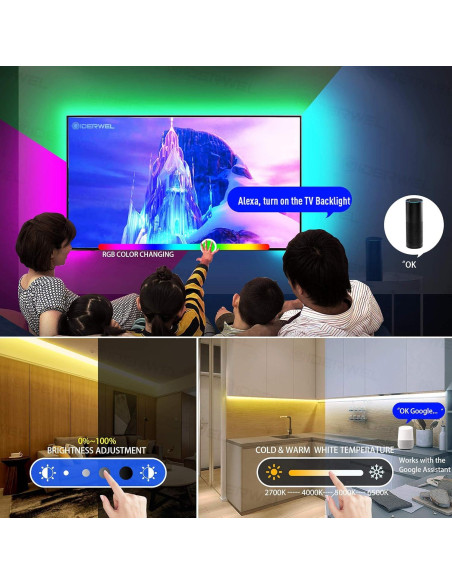 Tira de Luz LED RGBWW GIDEALED 3m USB WiFi Control Voz