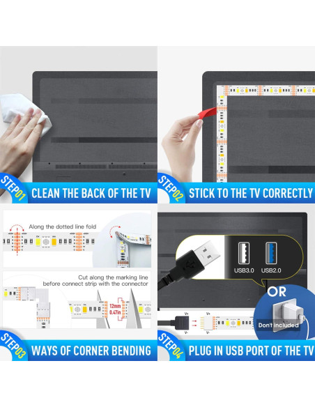 Tira de Luz LED RGBWW GIDEALED 3m USB WiFi Control Voz