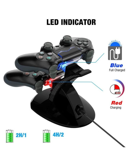 Estación de Carga Doble VSEER para Controladores PS4 - Carga Rápida
