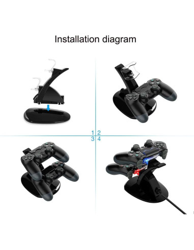 Estación de Carga Doble VSEER para Controladores PS4 - Carga Rápida