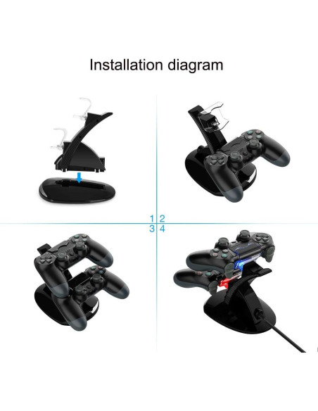 Estación de Carga Doble VSEER para Controladores PS4 - Carga Rápida