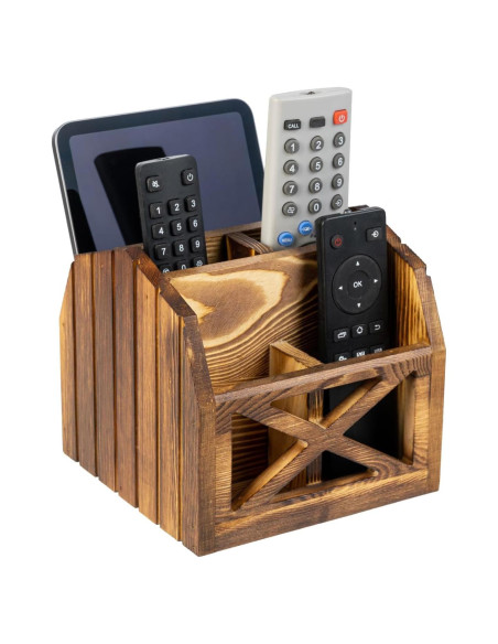 Soporte para Control Remoto FARM IN de Madera Sólida 4 Compartimentos