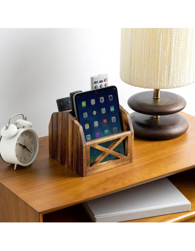 Soporte para Control Remoto FARM IN de Madera Sólida 4 Compartimentos