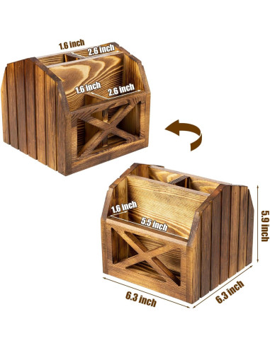 Soporte para Control Remoto FARM IN de Madera Sólida 4 Compartimentos