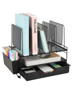 Organizador de Escritorio LEKETREE 2 Niveles Negro Metal