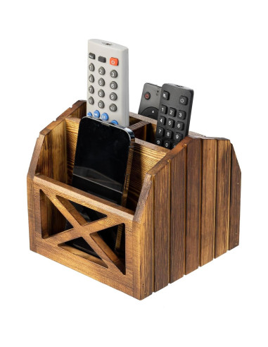 Soporte para Control Remoto FARM IN de Madera Sólida 4 Compartimentos