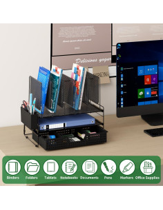 Organizador de Escritorio LEKETREE 2 Niveles Negro Metal 2