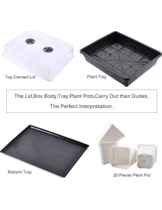 Kit de Germinación eZAKKA 37x30cm con 20 Macetas Blancas 2