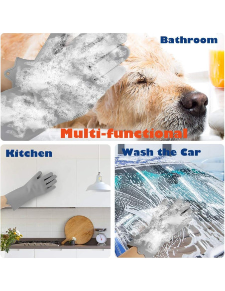 Guantes de Acicalamiento VavoPaw para Mascotas - Silicona Gris