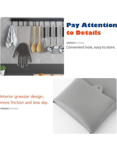 Guantes de Acicalamiento VavoPaw para Mascotas - Silicona Gris