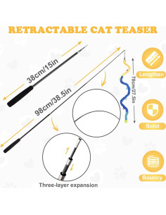 Juguete de Varita Interactiva para Gatos PATTEPOINT 8 Piezas 2