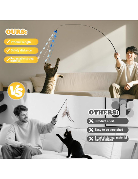 Juguete de Varita Interactiva para Gatos PATTEPOINT 8 Piezas