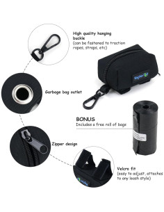 Soporte de Bolsa de Excremento para Perros Wagtime Club Negro 2