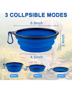 Paquete de 3 Cuencos Plegables para Perros HUVOQ 22oz 2