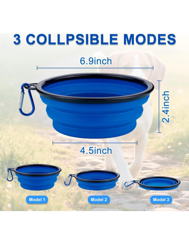 Paquete de 3 Cuencos Plegables para Perros HUVOQ 22oz