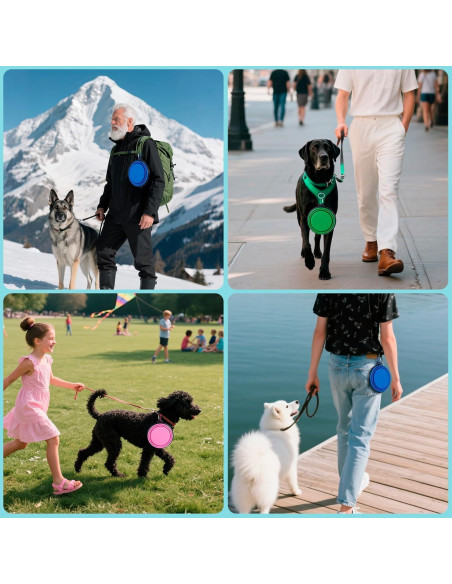 Paquete de 3 Cuencos Plegables para Perros HUVOQ 22oz