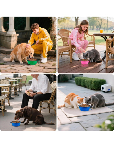 Paquete de 3 Cuencos Plegables para Perros HUVOQ 22oz