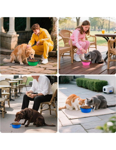 Paquete de 3 Cuencos Plegables para Perros HUVOQ 22oz