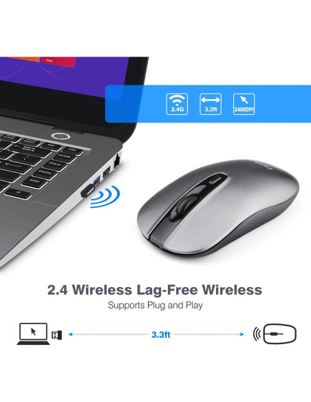 Ratón Inalámbrico Recargable LeadsaiL LX001 2400 DPI Silencioso