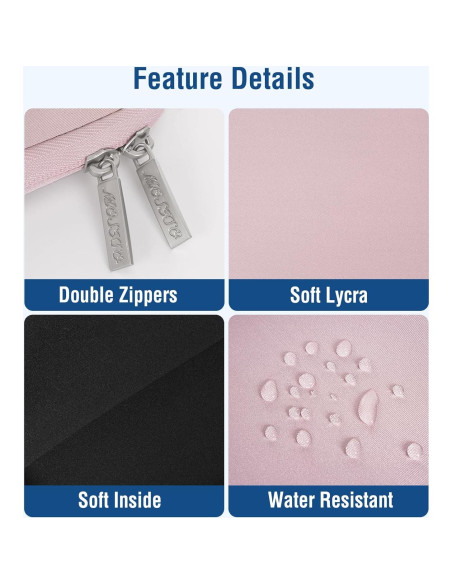 Funda para Laptop MOSISO Rosa 13.3" Neopreno con Bolsillo