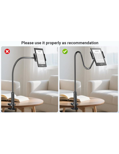 Soporte Gooseneck para Tablet y Kindle Kefotic K2 - Negro