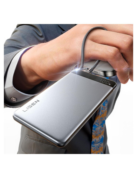 Batería Portátil LISEN 10,000mAh 22.5W Ultra Delgado 1.27cm