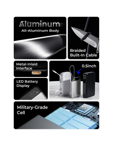 Batería Portátil LISEN 10,000mAh 22.5W Ultra Delgado 1.27cm