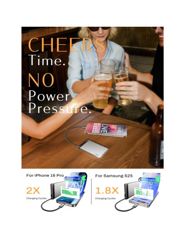 Batería Portátil LISEN 10,000mAh 22.5W Ultra Delgado 1.27cm