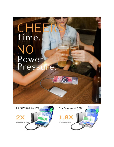 Batería Portátil LISEN 10,000mAh 22.5W Ultra Delgado 1.27cm