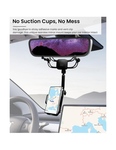 Soporte para Teléfono Uonser en Espejo Retrovisor - Metal, 360