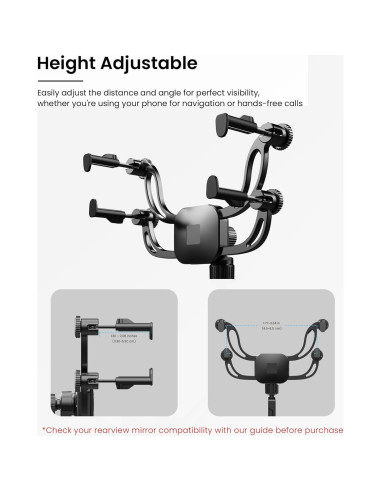 Soporte para Teléfono Uonser en Espejo Retrovisor - Metal, 360