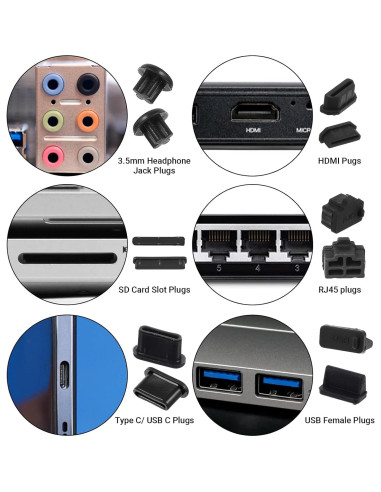 40 Tapas de Polvo USB Silicona Gjinxi para Puertos Diversos