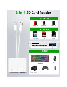 Lector de Tarjetas SD y Micro SD PIYILO CR01 Blanco 2