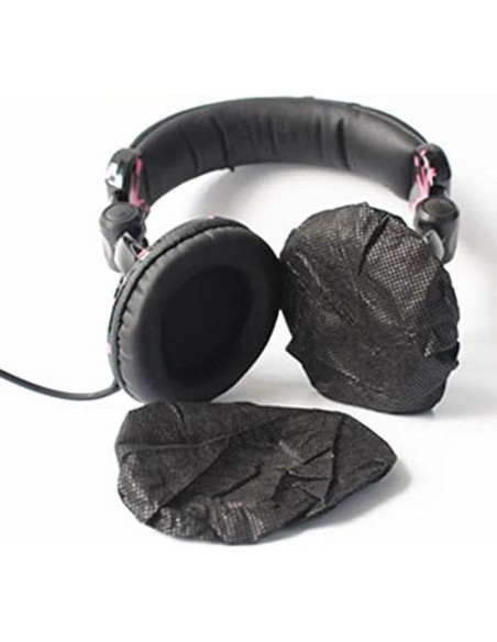 Paquete de 100 fundas elásticas negras para auriculares 11 cm