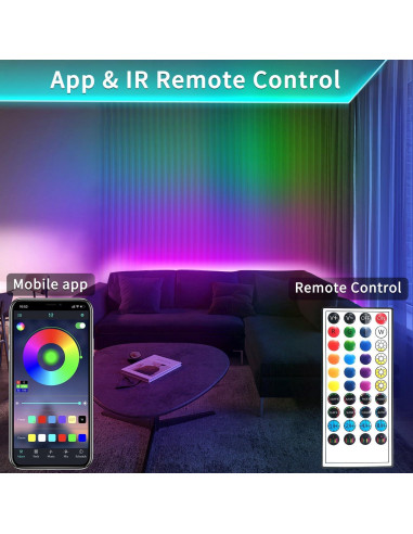 Tira de Luz LED Impermeable Vimeepro 30m RGB Control Remoto