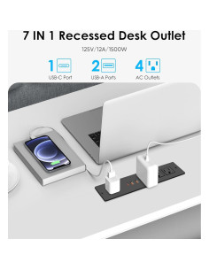 Toma de Corriente Empotrada VILONG con 4 Tomas y 3 USB 2