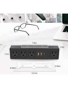 Regleta de Enchufes HHSOET 45W con Carga Rápida USB 1.83m 2