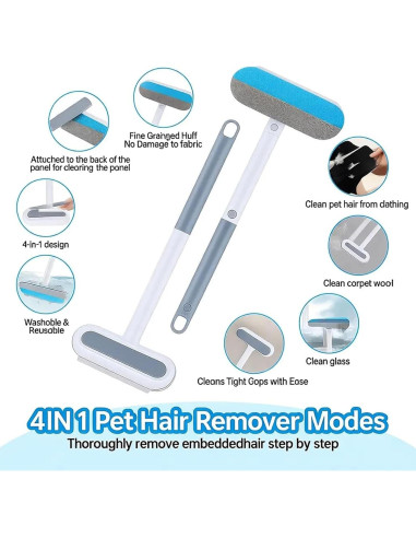Removedor de Pelo de Mascotas IINGDA 4 en 1 Reutilizable 44 cm