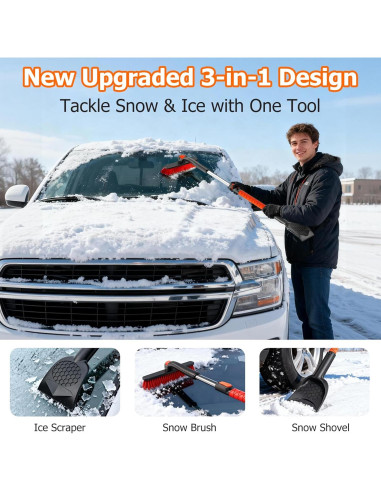 Cepillo de Nieve y Raspador de Hielo DMJN 3-en-1 Extensible 106.68 cm