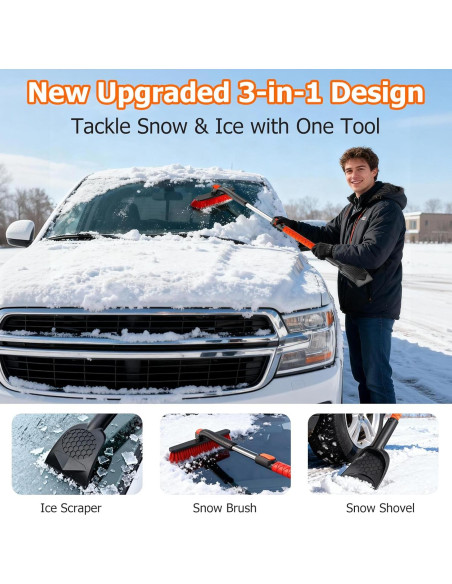 Cepillo de Nieve y Raspador de Hielo DMJN 3-en-1 Extensible 106.68 cm